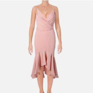Jarlo Ruffle Hem, Open Back, Midi Dress in Pink - NEW with tags!